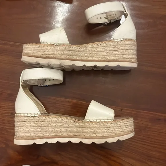 Dolce Vita Larita Leather Espadrilles Platform Sandals Shoes White - Picture 9 of 16